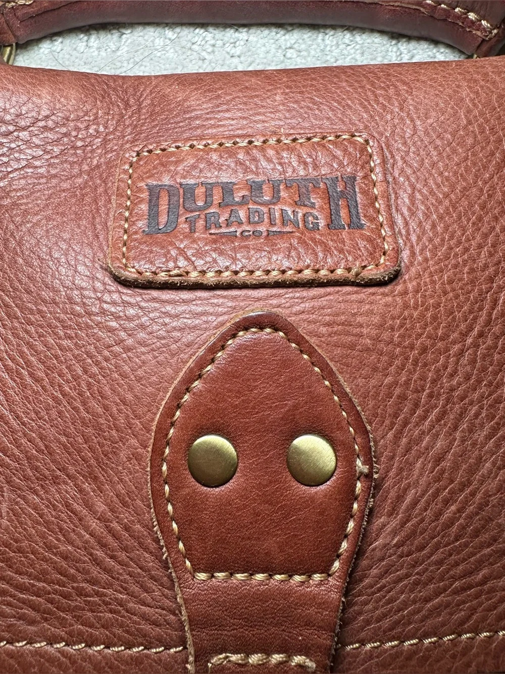 Duluth‎ Trading Co Full Grain Leather Briefcase Laptop Brown Saddle Messenger
